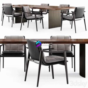 Minotti LINHA Table and FYNN SADDLE HIDE Chair