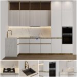 صحنه آماده آشپزخانه سفید و طلایی | White and gold kitchen | Modern Kitchen 14