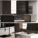 صحنه آماده آشپزخانه مدرن به همراه جزیره | Modern kitchen with island | Modern Kitchen with Island 13