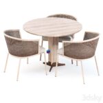 آبجکت میز و صندلی حصیری چوبی باغی و تراس | Outdoor garden furniture set v12