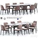 آبجکت ست ناهار خوری طرح سنگ ماربل | Poliform Grace Dining Chair Table