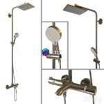 SHOWER آبجکت دوش حمام گرد و مربع طلایی | SHOWER STAND Hansgrohe Crometta