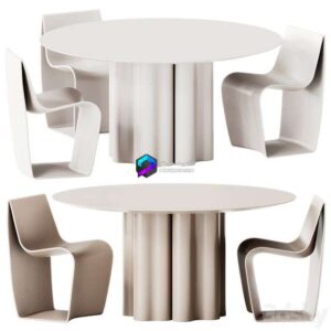 Saba Italia Teatro Magico Round Dining Table and MDF Italia Sign Matt Chair 0