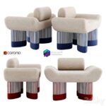 Chair آبجکت صندلی مدرن مخمل آبی و قرمز | Smile Chair by Giancarlo Valle 0