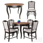 Table آبجکت ست ناهار خوری چوبی گرد کلاسیک | Table and chairs from the collection of Mobilier de Maison 0