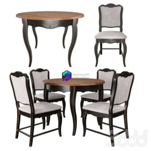 Table and chairs from the collection of Mobilier de Maison 0