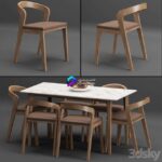 Table chair آبجکت ست ناهار خوری چوبی مدرن | Table chair set 002 0