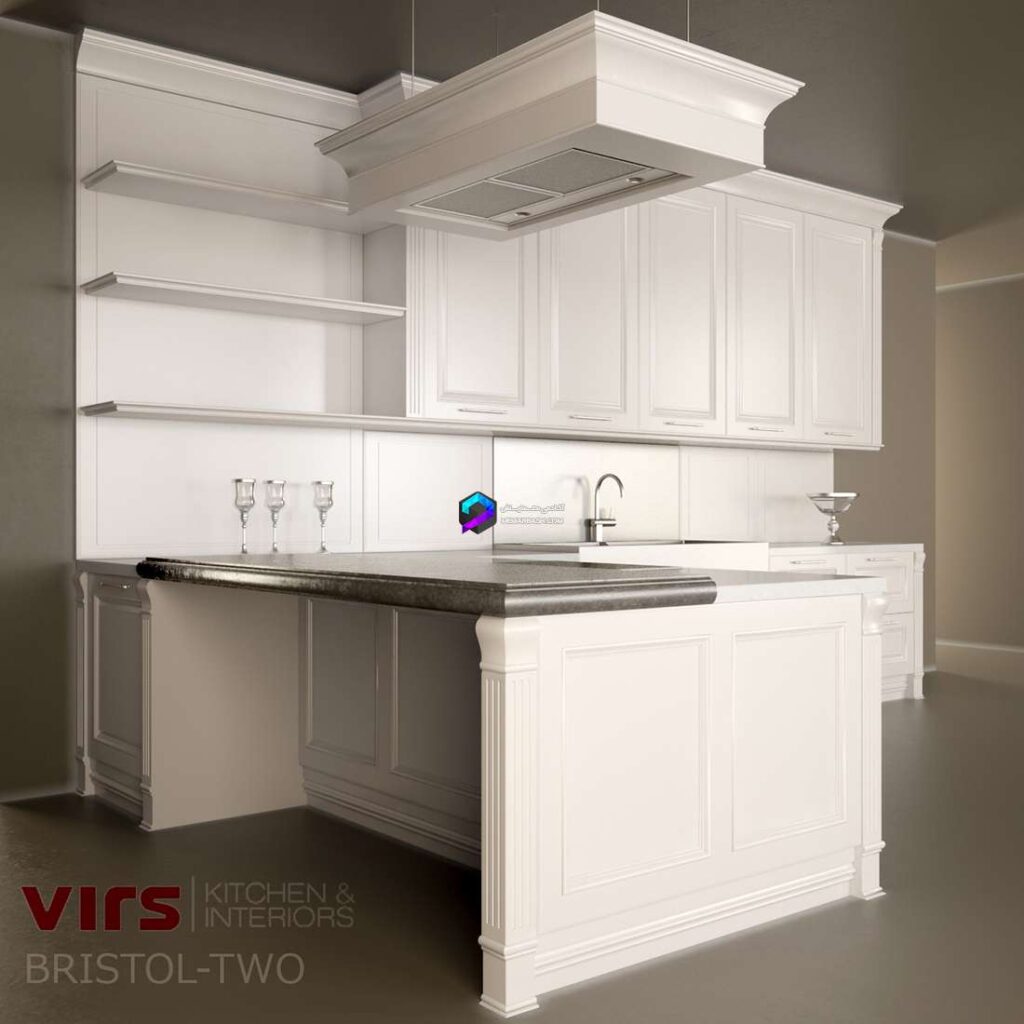 صحنه آماده آشپزخانه ممبران سفید | Classic kitchen cabinet set