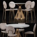 آبجکت میز و صندلی ناهار خوری مدرن استیل | West Elm Dining Set 1