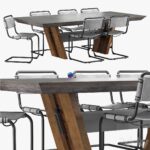 table آبجکت ست ناهارخوری چوبی فلزی طوسی | Westside table