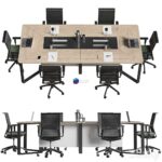 آبجکت ست میز و صندلی کنفرانس مش مشکی | conference table40