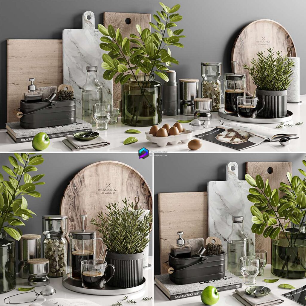 ست اکسسوری آشپزخانه به همراه گلدان | Kitchen accessory set with vase