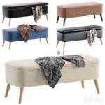 نیمکت باکس‌دار مدرن با روکش پارچه‌ای یا چرم | Bench Vaili Happy Light | Bench Vaili Happy Light