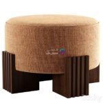 پاف مدرن گرد با پایه چوبی | CLARK Awaken Type Low fabric stool | CLARK Awaken Type Low fabric stool By DOME DECO 0