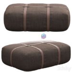 پاف نیمکتی قهوه ای با کمربند چرم | Harper pouf | Harper pouf 0