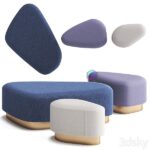 پاف مدرن فانتزی با پایه استیل طلایی | Island Pouf by Saba Italia | Island Pouf by Saba Italia 0