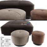ست پاف پارچه ای با پایه مشکی | Minnoti-Jacques-Poufs-Fabric | Minnoti Jacques Poufs Fabric