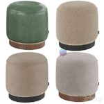ست پاف پارچه ای یا چرمی با پایه چوبی | Pouf Eddy 1 | Pouf Eddy 1