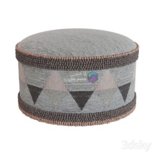 RH GEOMETRIC WOVEN POUF 0