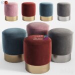 ست پاف مخمل با پایه استیل طلایی | Stool Pall Mall Eichholtz | Stool Pall Mall Eichholtz