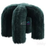 پاف پارچه‌ای با فرم منحنی و فانتزی خزدار | Fur Upholstered Stool by Eny Lee Parker | Stool by Eny Lee Parker