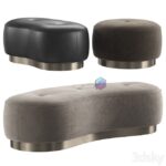 ست پاف و نیمکت منحنی پارچه ای یا چرمی با پایه استیل طلایی | Torii Bold Pouf by Minotti | Torii Bold Pouf by Minotti 0