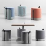 پاف پارچه ای مدرن با کمربند چرمی مشکی | Tour by Bernhardt Design | Tour by Bernhardt Design