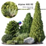 مدل سه‌بعدی پوشش گیاهی و درختان تزئینی | Alpine Hill 02 0