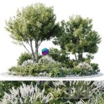 مدل سه‌بعدی باغچه طبیعی با درختان و گیاهان تزئینی | Alpine Hill 6