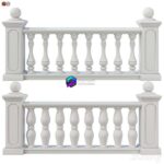 مدل سه‌بعدی نرده کلاسیک با طراحی زیبا | Balustrade classic set 4