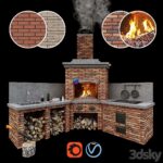 مدل سه‌بعدی باربیکیو آجری زیبا | Barbecue oven 2 Brick BBQ 2