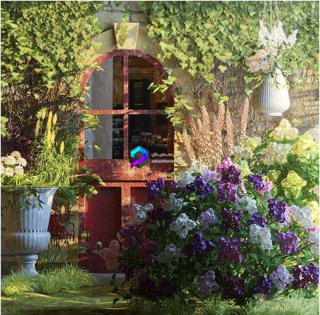 مدل سه‌بعدی گل‌ها و گیاهان تزئینی در فضای خارجی