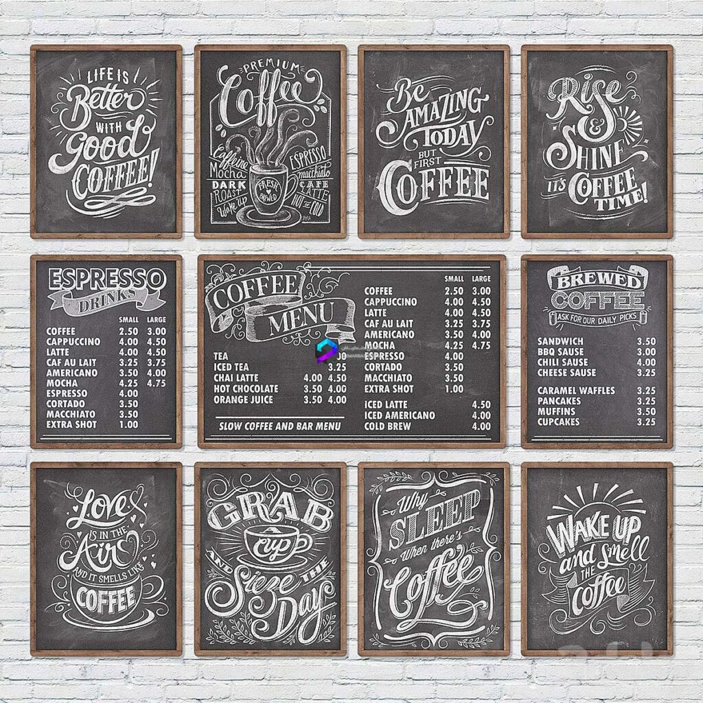 مدل سه بعدی تخته سیاه گچی کافه | Cafe chalkboards