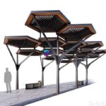 مدل سه‌بعدی سایبان مدرن با طراحی هندسی | Canopy 002