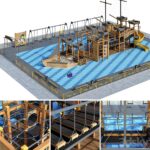 مدل زمین بازی کودکان با کف پوش فیروزه ای| Children playground Pirate ship. Boat. Sailboat | Children playground Pirate ship. Boat. Sailboat