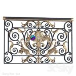 مدل سه‌بعدی نرده فلزی کلاسیک با تزئینات ریخته‌گری | Classic wrought iron enclosure with cast inlays. Classic forged fence