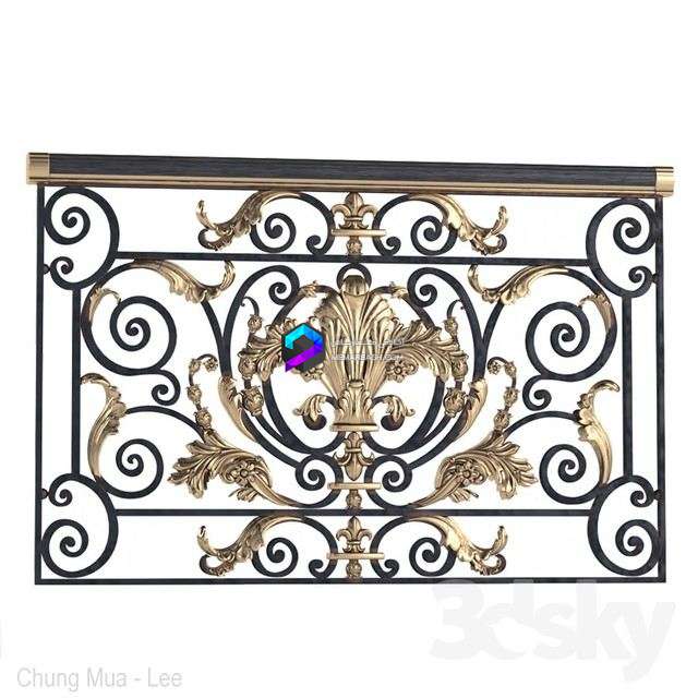 Classic wrought iron enclosure with cast inlays. Classic forged fence