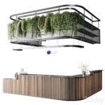 میز بار و پذیرش کافه با گیاهان آویز | Coffee shop reception Restaurant counter by hanging plant | Coffee shop reception Restaurant counter by hanging plant 03