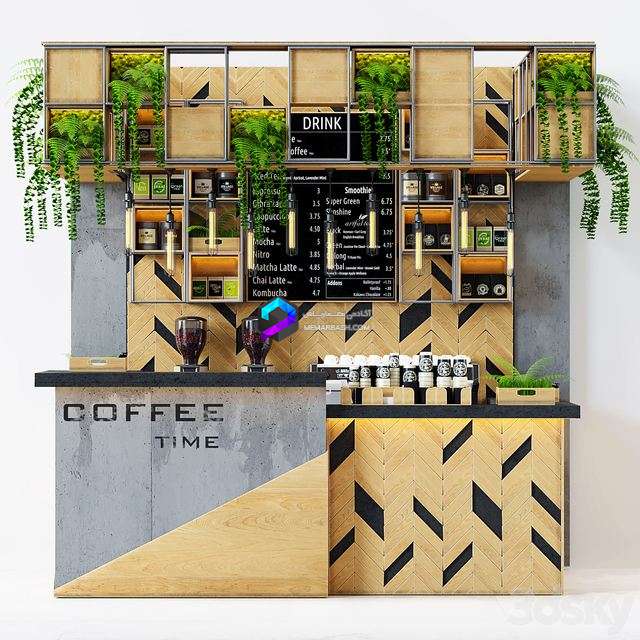 کافی شاپ سبک لافت به همراه قهوه ساز و اکسسوری کافه| Coffeeshop Loft