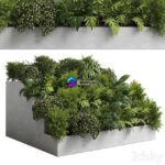 مدل سه‌بعدی باغچه عمودی بتنی با گیاهان زینتی | Collection outdoor plant 22 – stairs concrete vase