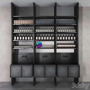 Cosmetic set glass and metal shelving 0