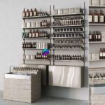 مد ل استند فلزی لوازم آرایشی بهداشتی به همراه کاسه شستشوی مو | Cosmetic set with metal shelving and washbasin | Cosmetic set with metal shelving and washbasin 0