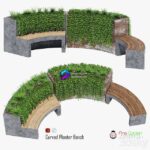 مدل سه‌بعدی نیمکت منحنی با فلاورباکس | Curved planter bench two 0