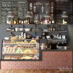 کافی شاپ به همراه اکسسوری و ویترین کیک و دسر | Design project coffee point with desserts and sweets | Design project coffee point with desserts and sweets 7