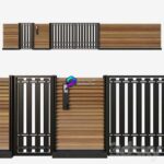 مدل سه‌بعدی نرده چوبی مدرن با جزئیات فلزی | Fence 1