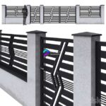 مدل سه‌بعدی نرده فلزی مدرن با طراحی هندسی | Fence 18