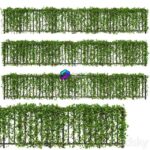 مدل سه‌بعدی نرده فلزی با پوشش پیچک | Fence with Ivy v16