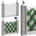 مدل سه‌بعدی نرده تزئینی با پوشش گیاهی | Fence with landscaping
