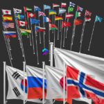 آبجکت پرچم های کشورهای مختلف جهان | Flags of the countries of the world | Flags of the countries of the world 8 flagpoles 32 flags 1