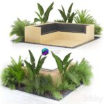 مدل سه‌بعدی باغچه گل و گیاهان زینتی | Flowerbed Palm 0